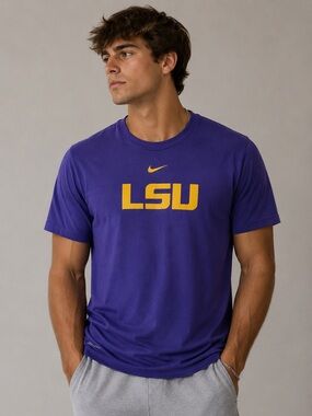 Purple Nike Dri-Fit LSU Tigers Tshirt Shirt Short Sleeve Men's XL Large